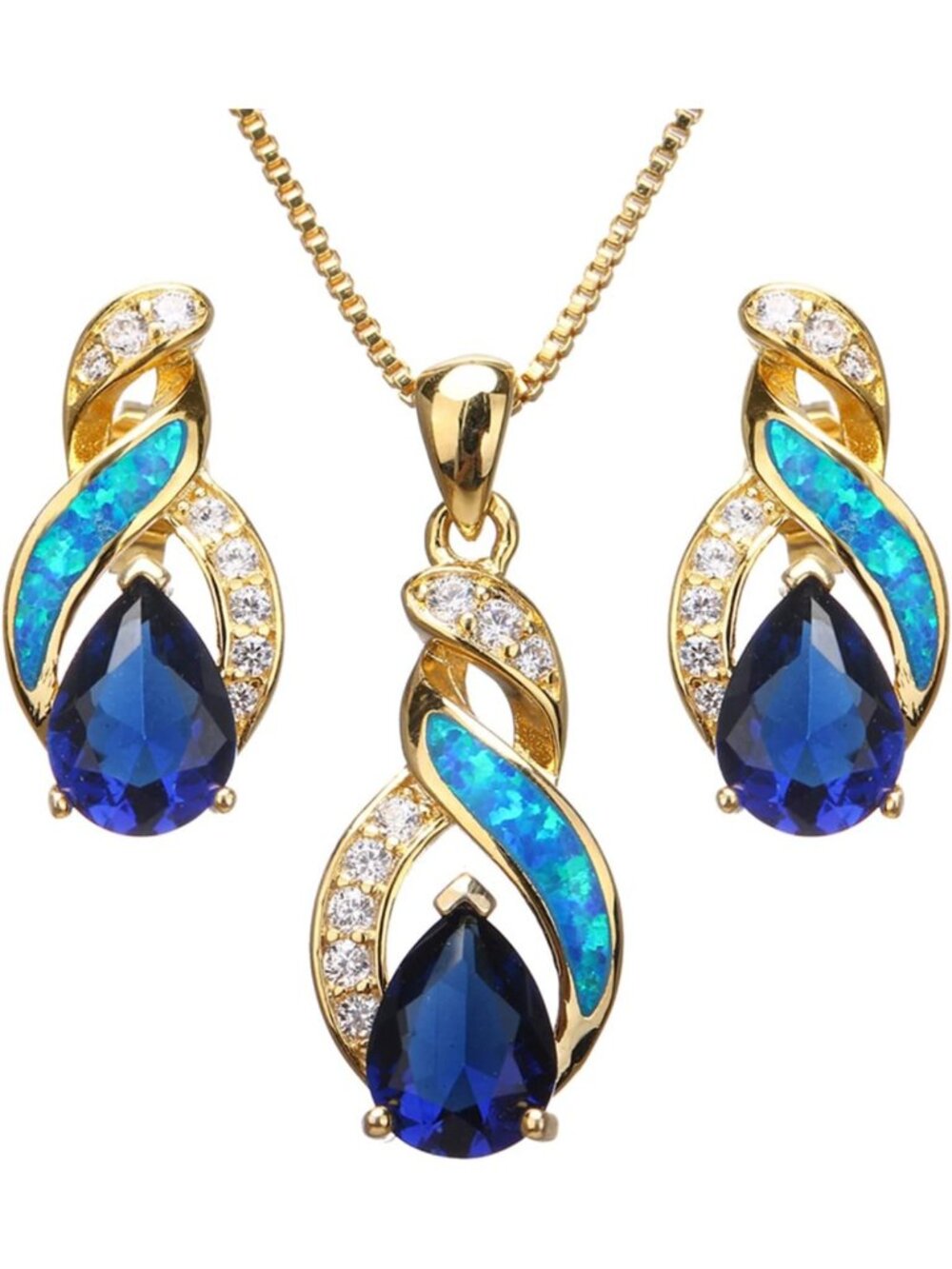 Stunning Opal Jewelry Set - Australian Created Necklace & Earrings for Mom